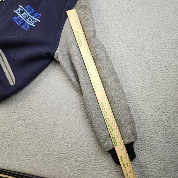 Vintage DeLong Jacket Mens Large Varsity Bomber Wool Blend Blue Gray Quilt Lined - Picture 10 of 12